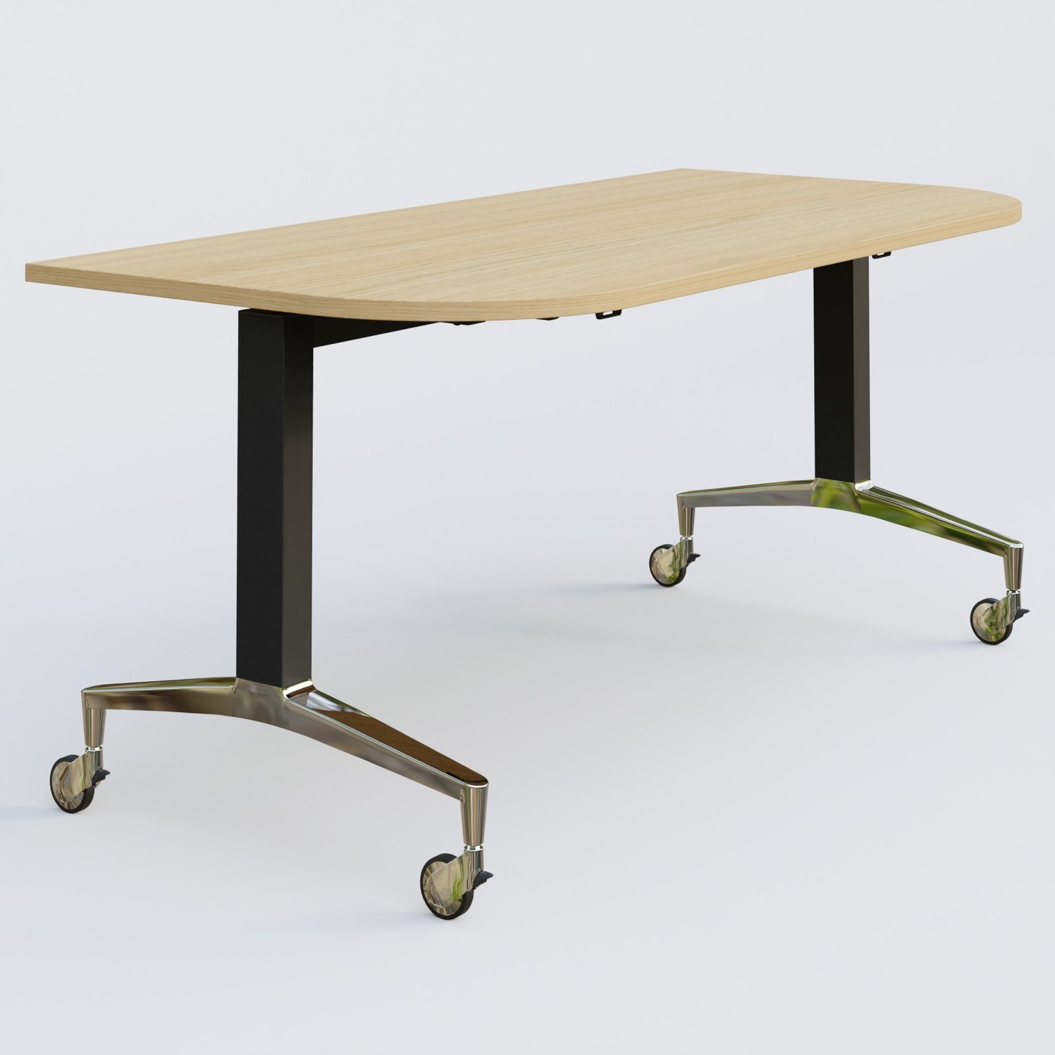 Module d'extrémité de la gamme LEM 165-80 cm. Plateau Chêne clair et pietement Noir/Chrome.
