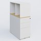 Caisson HB 3 tiroirs avec niche. Caisson Blanc top de finition Chêne clair et niche blanche.