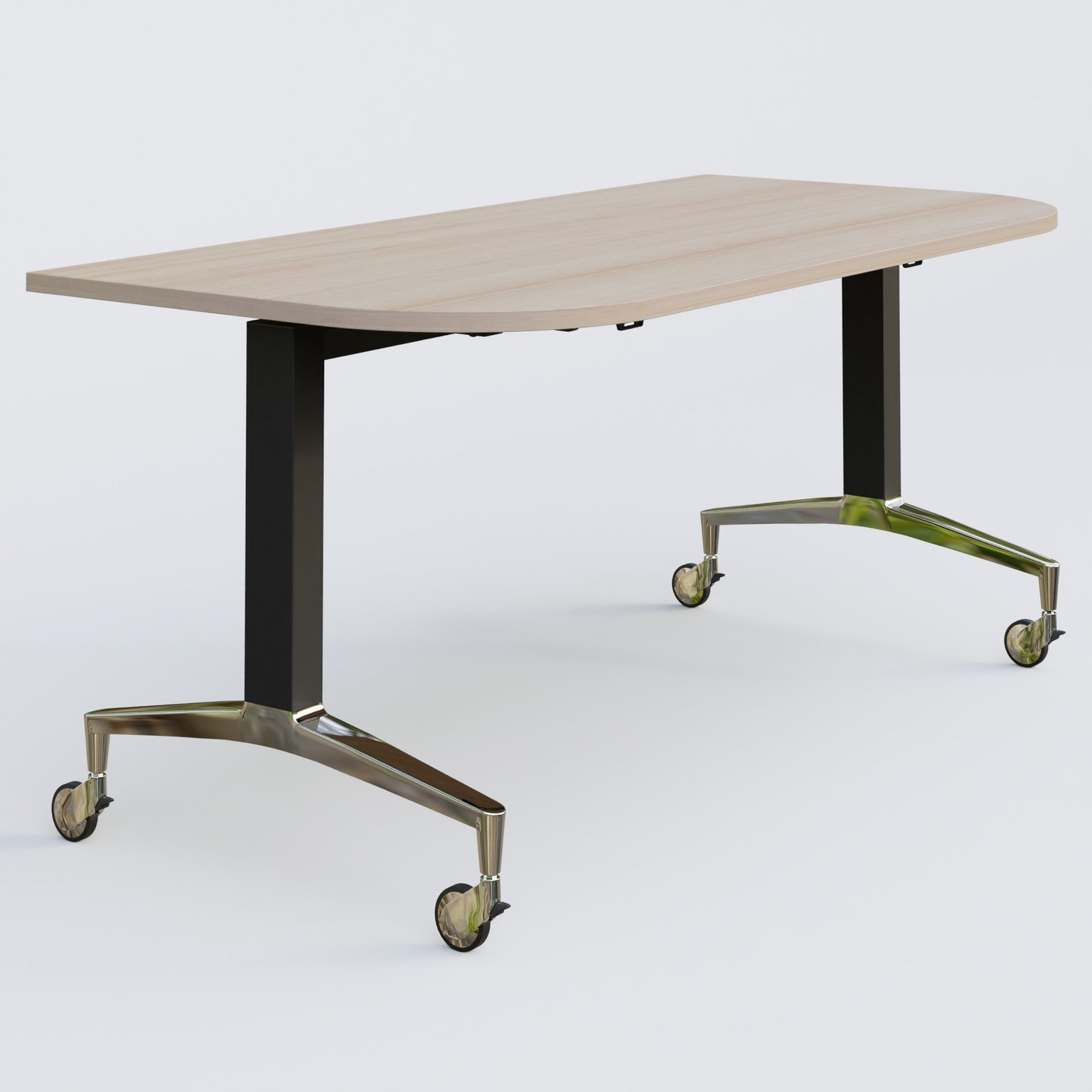 Module d'extrémité de la gamme LEM 165-80 cm. Plateau Acacia et pietement Noir/Chrome.