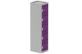 Vestiaire multicases 1 colonne L,40cm 5 cases (fermeture cadenas) H,180xL,40xP,50cm coffre gris clair/portes prune
