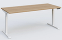 Poste solo 200*80 réglable en hauteur électriquement de 65-130 cm gamme KPro3. Plateau noyer et piètement blanc