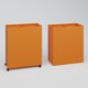 Poubelle 2 Modules HT 75 cm Larg. 60 cm Prof. 30 cm avec roulettes . Coffre Orange