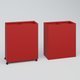 Poubelle 2 Modules HT 75 cm Larg. 60 cm Prof. 30 cm avec roulettes . Coffre Rouge
