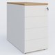 Caisson hauteur de bureau métalique 4 tiroirs avec top de finition, profondeur 80cm. Plateau Noyer et caisson Blanc.