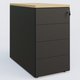 Caisson hauteur de bureau métalique 4 tiroirs avec top de finition, profondeur 80cm. Plateau Chêne clair et caisson Noir.