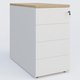 Caisson hauteur de bureau métalique 4 tiroirs avec top de finition, profondeur 80cm. Plateau Chêne naturel et caisson Blanc.
