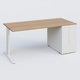 K1 Plateau droit 160x80 avec tour de rangement sous plateau à droite. Plateau Noyer et pietement Blanc