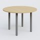 Table ronde diametre 110 cm avec quatres pieds fixes. Plateau Chêne clair et pietement Aluminium