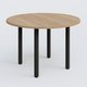 Table ronde diametre 110 cm avec quatres pieds fixes. Plateau Noyer et pietement Noir Mat