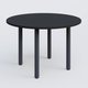 Table ronde diametre 110 cm avec quatres pieds fixes. Plateau Noir Mat et pietement Anthracite