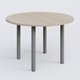 Table ronde diametre 110 cm avec quatres pieds fixes. Plateau Acacia et pietement Aluminium