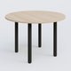 Table ronde diametre 110 cm avec quatres pieds fixes. Plateau Hêtre et pietement Noir Mat