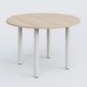 Table ronde diametre 110 cm avec quatres pieds fixes. Plateau Hêtre et pietement Blanc