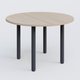 Table ronde diametre 110 cm avec quatres pieds fixes. Plateau Acacia et pietement Anthracite