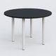 Table ronde diametre 110 cm avec quatres pieds fixes. Plateau Noir Mat et pietement Blanc
