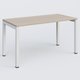 K3 Plateau droit 140x70 pieds fixe. Plateau Acacia et pietement Blanc.