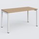 K3 Plateau droit 140x70 pieds fixe. Plateau Noyer et pietement Blanc.