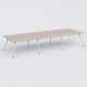 K5 table de reunion 420*145 cm. Plateau Acacia et pietement Blanc avec base chromé.