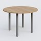 Table ronde diametre 100 cm avec quatres pieds fixes. Plateau Noyer et pietement Aluminium