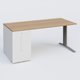 K1 Plateau droit 180x80 avec tour de rangement sous plateau à gauche. Plateau Noyer et pietement Aluminium
