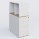 Caisson HB 3 tiroirs avec niche. Caisson Blanc top de finition Noyer et niche blanche.