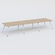 K5 table bench 420*120 cm. Plateau Chêne naturel et pietement Blanc avec base chromé.