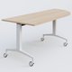 Module d'angle à 90° intégré coté droit de la gamme LEM 200-110 cm. Plateau Hêtre et pietement Blanc.