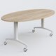 Table ovale de la gamme LEM 200-110 cm. Plateau Chêne naturel et pietement Blanc.