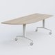 Module d'angle à 90° intégré coté gauche de la gamme LEM 200-110 cm. Plateau Acacia et pietement Blanc.