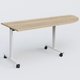 Module d'angle 90° pour table abattante gamme Design 200-80 cm à droite. Plateau Chêne naturel et pietement Blanc.