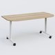 Module d'extrémité pour table abattante gamme Design 165*80 cm. Plateau Chêne naturel et pietement Blanc.