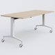 Module droit de la gamme LEM 180-80 cm. Plateau Hêtre et pietement Blanc.