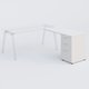 Extensions retour sur caisson 120*60 cm avec 3 tiroirs pour bureau K9. Plateau Blanc et caissonBlanc.