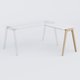 Extensions retour sur pied pour bureau K9 piètement incliné en bois et plateau 80*60 cm. Plateau Blanc et pietement bois massif de hêtre.