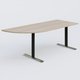 Module d'angle 90° intégré à gauche, gamme Pure 200-80 cm. Plateau Acacia et pietement Noir/Chrome.