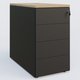 Caisson hauteur de bureau métalique 4 tiroirs avec top de finition, profondeur 80cm. Plateau Chêne naturel et caisson Noir.