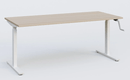 K_Pro 1 Poste solo RH 70-116 cm . Plateau 200*80 épaisseur 25mm, plateau acacia, pieds blancs