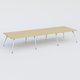 K5 table de reunion 420*145 cm. Plateau Chêne clair et pietement Blanc avec base chromé.
