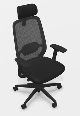 [Pas de famille] - [Pas de sous famille] - Fauteuil de Travail ERGOVIE avec tétiere réglable,Haut dossier avec support lombaire luxe réglable en hauteur, assise réglable en profondeur, mécanisme synchrone,assise régable en profondeur avec accotoirs 4D resille Noir et tissu Noir