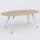 K5 table ovale 200*110 cm. Plateau Chêne naturel et pietement Blanc avec base chromé.