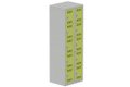 Vestiaire multicases 2 colonnes L,30cm 5 cases (fermeture cadenas) H,180xL,60xP,50cm coffre gris clair/portes anis