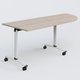 Module d'angle 90° Droite gamme Arca 200-80 cm. Plateau Acacia et pietement Blanc.