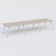 K5 table bench 420*120 cm. Plateau Acacia et pietement Blanc avec base chromé.