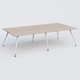 K5 table bench 280*145 cm. Plateau Acacia et pietement Blanc avec base chromé.