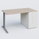 K1 Plateau droit 140x80 avec tour de rangement sous plateau à droite. Plateau Acacia et pietement Aluminium