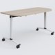 Module d'extrémité pour table abattante gamme Arca 145-70 cm. Plateau Acacia et pietement Blanc.