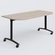 Module d'extrémité pour table abattante gamme Arca 165-80 cm. Plateau Acacia et pietement Noir.