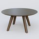 Table Basse Fashion Styl piètement 3 pieds en bois et plateau bois. Plateau Chêne Moka et pietement Chêne Moka.