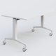 Module d'angle à 90° intégré coté droit de la gamme LEM 200-110 cm. Plateau Blanc et pietement Blanc.