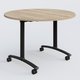 Table ronde gamme Arca D110 cm. Plateau Chêne naturel et pietement Noir.